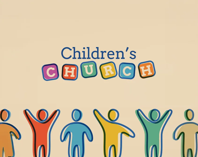 Kids of Life artwork — “Children’s Church” lettering above a row of colourful children figures.