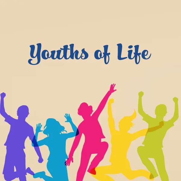 Youths of Life artwork — colourful silhouettes of teenagers jumping with their arms raised.